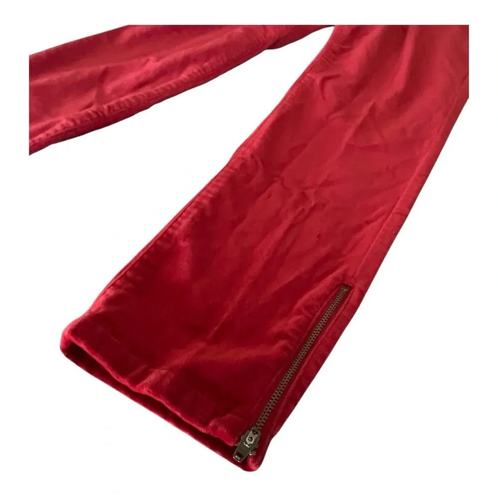 Banana Republic Heritage Red Skinny Velvet Zip Ankle Pants Size 30‎